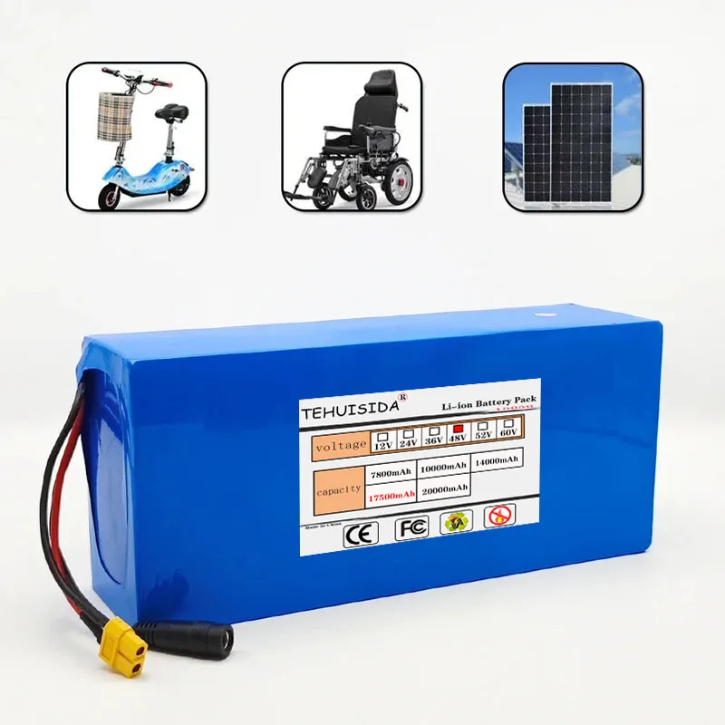 48 فولت 17.5Ah 18650 بطارية ليثيوم 13S5P حزمة المدمج في BMS ذكي للآلات الكهربائية 500-1000 واط