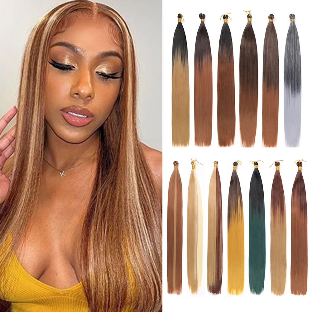 

Синтетические шелковистые прямые волосы для наращивания, 28 дюймов, черные волосы разных цветов