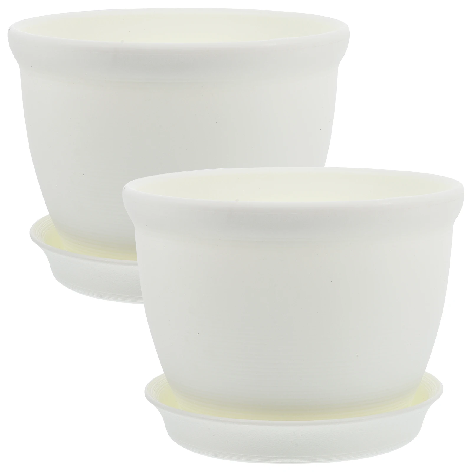 

2 Sets Thickened Plastic Flower Pot with Saucer Durable Garden Planter for Succulent Mint Multipurpose Lightweight Drainage