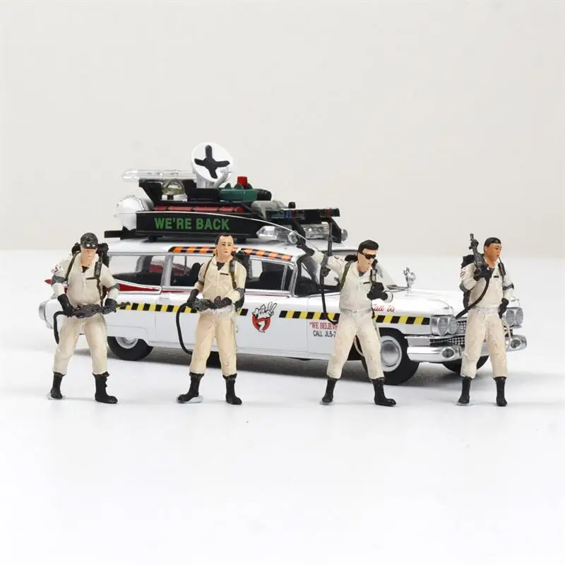 Prévente DBM 1:64 Ghostbusters 4 ensemble de figurines Beige moulé sous pression modèle de voiture Collection Miniature