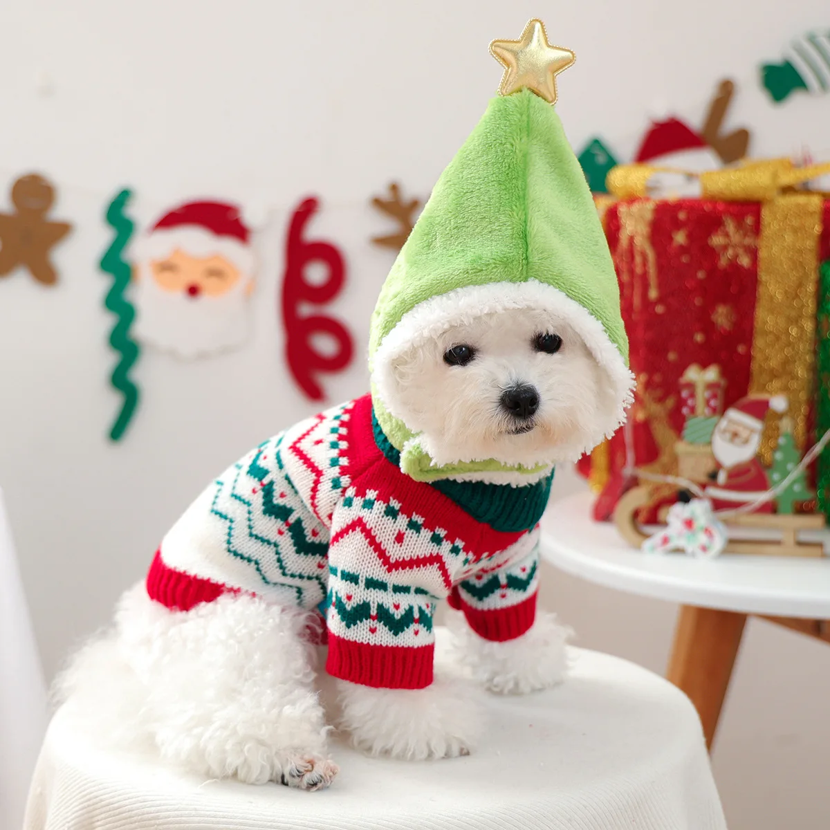 عيد الميلاد احتفالي الخريف والشتاء لطيف صغير إلى متوسط الحجم ملابس الكلاب هريرة موضة عادية الحيوانات الأليفة سترة لعب الأدوار قبعة الحيوانات الأليفة