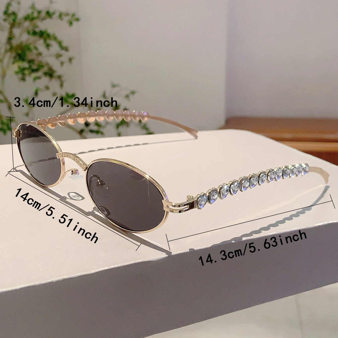 KAMMPT Fashion Heart Rhinestone Shiny Shades Luxury Brand Metal Women Decor Sunglasses Vintage Oval Design Ladies Sun Glasses