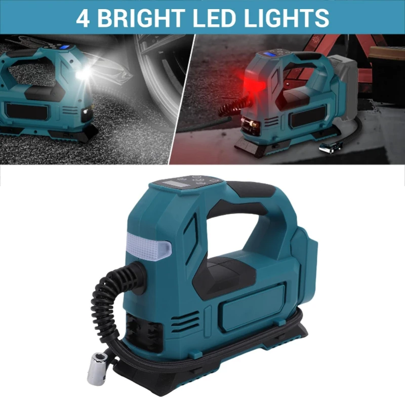 Portable Tyre Inflator Car Tyre Pump with Digital Display for Makita/Milwaukee 18V Batteries Air Compressor for Cars Sports Ball