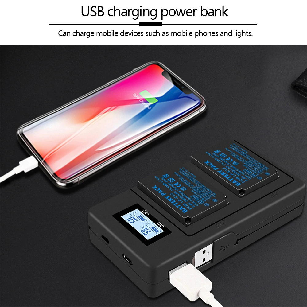 Palo LP-E12 LP E12 LPE12 Rechargeable Battery + LCD USB Dual Charger for Canon EOS M50, EOS M100,100D Kiss X7 Rebel SL1 Camera