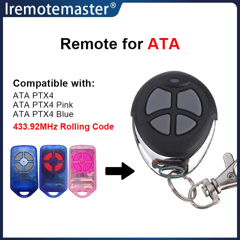 For ATA PTX4 PTX-4 Securacode Garage Door Remote Control 433.92MHz Rolling Code Replacement ATA Remote Control Door Opener