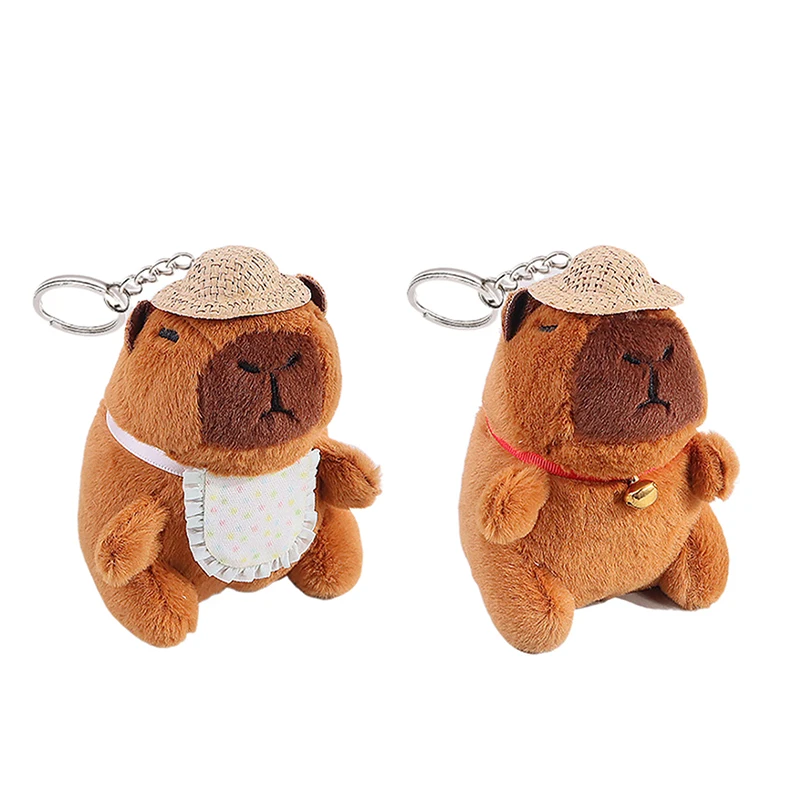 Cute Capybara Plush Doll Keychain Pendant Creative Cartoon Soft Fur Doll Backpack Pendant Car Key Ring Decoration Gift