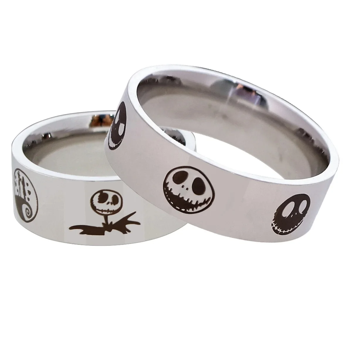 New Disney Cartoon The Nightmare Before Christmas Ring Couple Jewelry Ring Titanium Steel Jewelry Wholesale Party Birthday Gifts