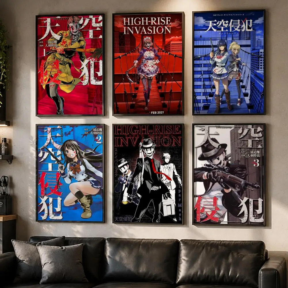 Anime H-High-Rise Invasion Poster Reteo Wall Art Aesthetic Room Decor Print Living Room Bedroom Home Decoration