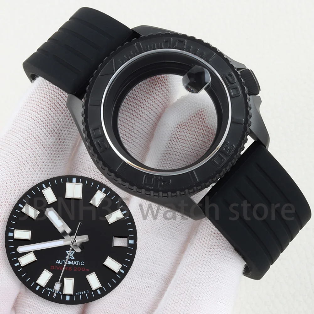 10ATM Diver 42mm NH35 Watch Case Sapphire Glass For SKX007 NH35 NH36 Movement 28.5mm Dial Green Luminous Watch Modified Parts