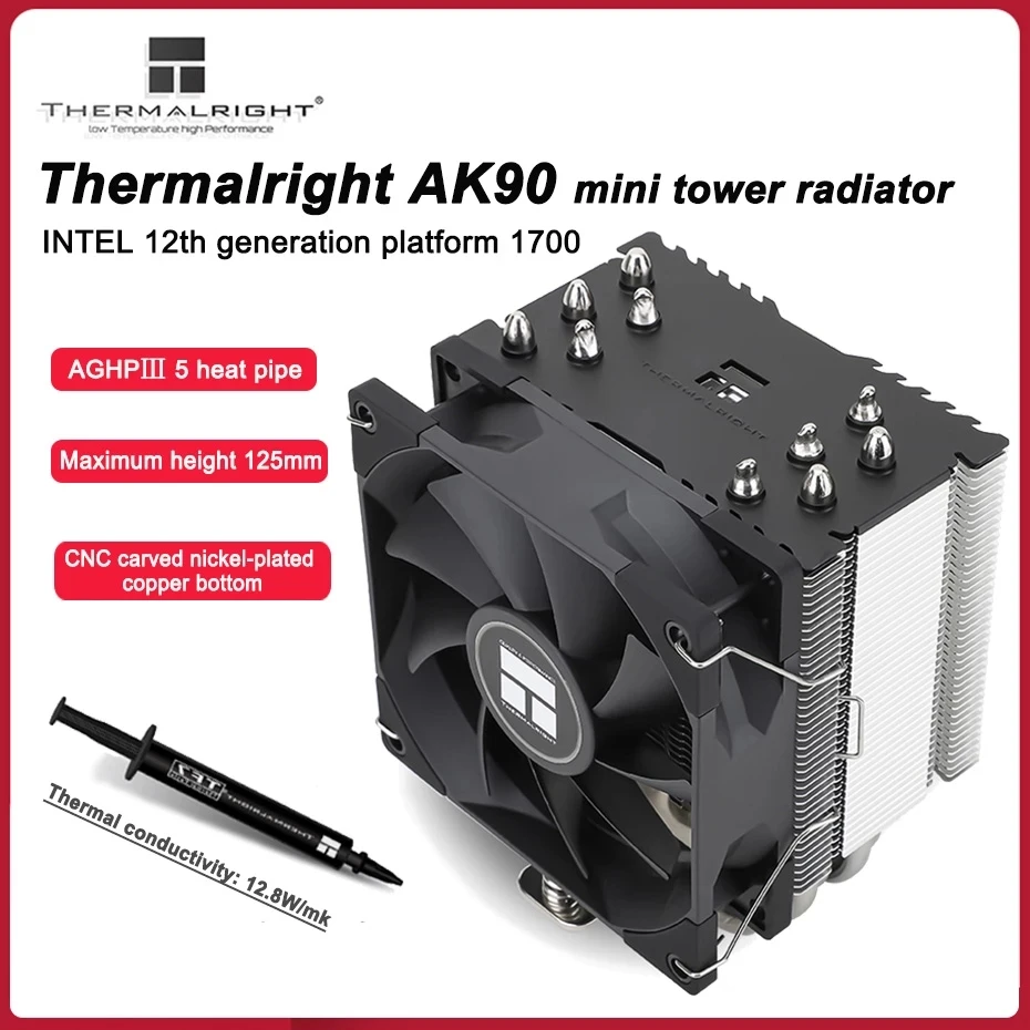 

Thermalright AK90 5 Heat Pipe CPU Cooler 92mm Fan PWM 125mm High Mini Tower Heat Sink For Intel LGA1700 115X 1200 AMD AM4