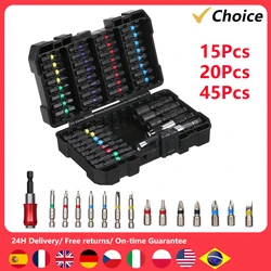 15/20/45PCS Drill Bit Set Screwdriver Bit Set Impact Driver Bit Set for Wood Metal Steel and Security Screwdriver Bits with Case