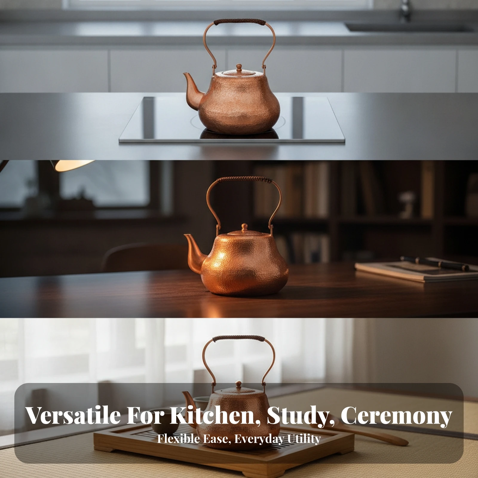 Copper Teapot Compact Copper Tea Kettle Stovetop Tea Kettle Elegant Pot Old-Fashioned for Kitchen