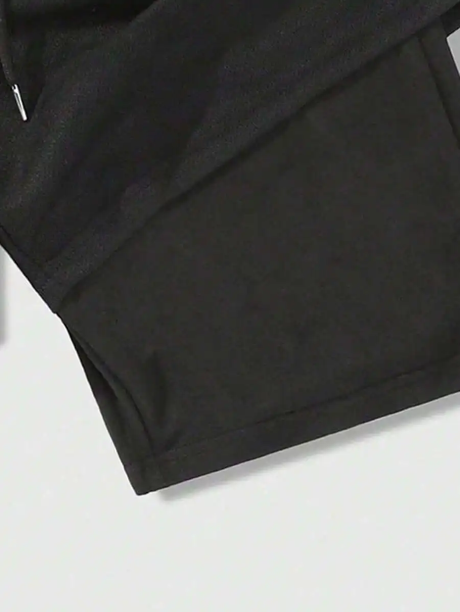 

Mens Black Knit Shorts Featuring Cross Motif And Adjustable Drawstring Waistband