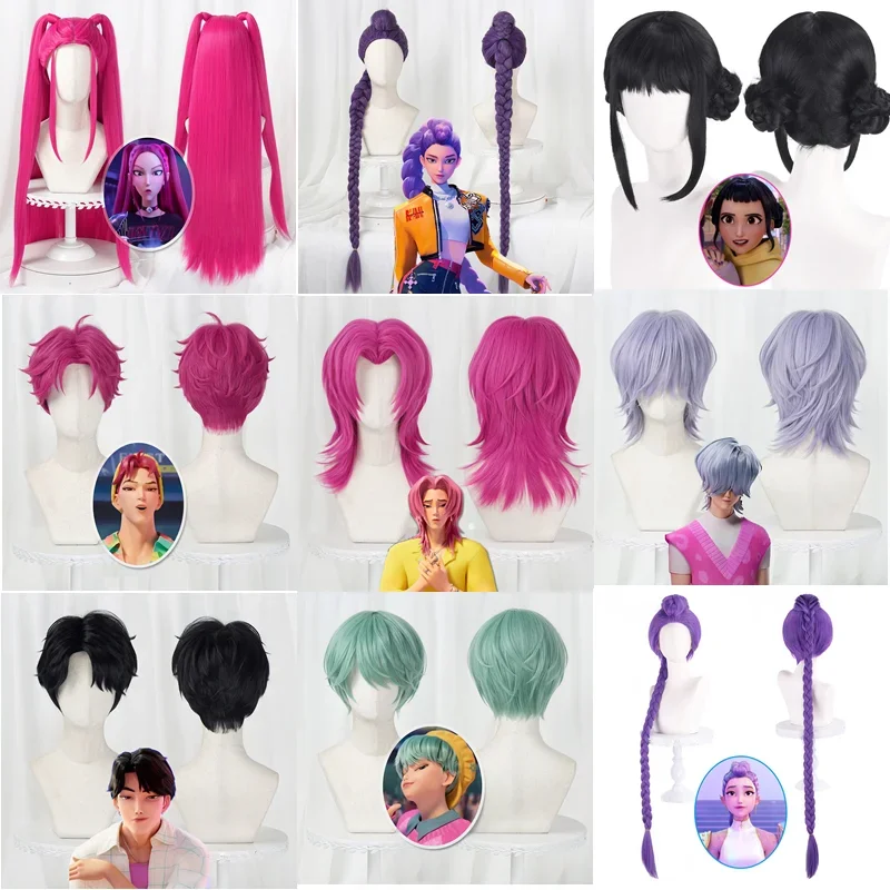 

Rumi Mira Zoey Cosplay Wig KPOP Demon Hunters Cosplay Huntrix Saja Boys Jinu Baby Mystery Cosplay Wig Halloween Party Costume