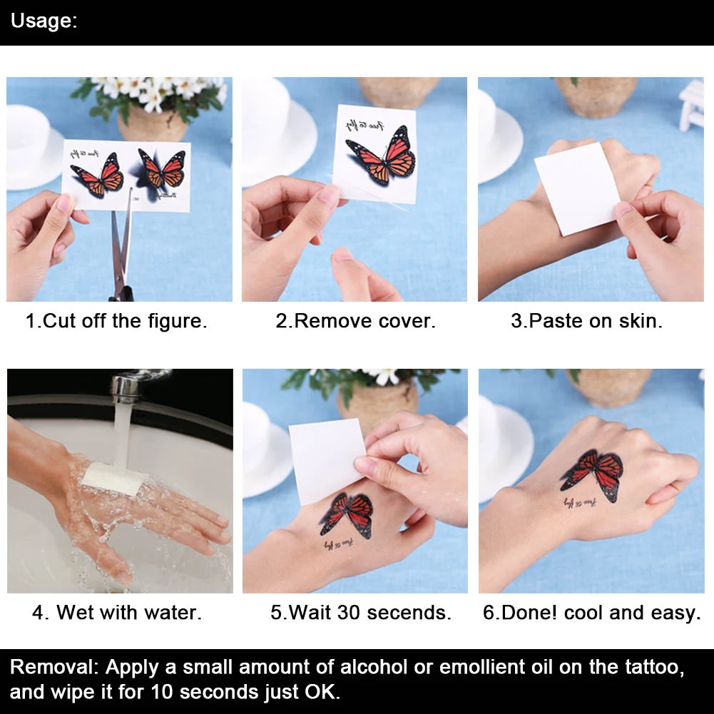4PCS Semi Permanent Tattoo Waterproof Plant-Based Body Art Temporary Tattoo Herbal Tattoo Half Arm Tattoo for Adult Women Girls view 5