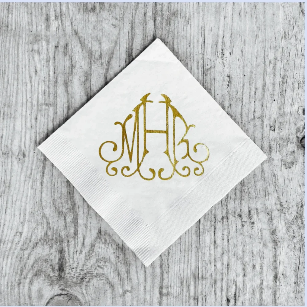 

Monogrammed Cocktail Napkins, Custom, Paper, Restroom, Personalized, Dinner Napkin, Thanksgiving, Christmas,Wedding, 50Pcs