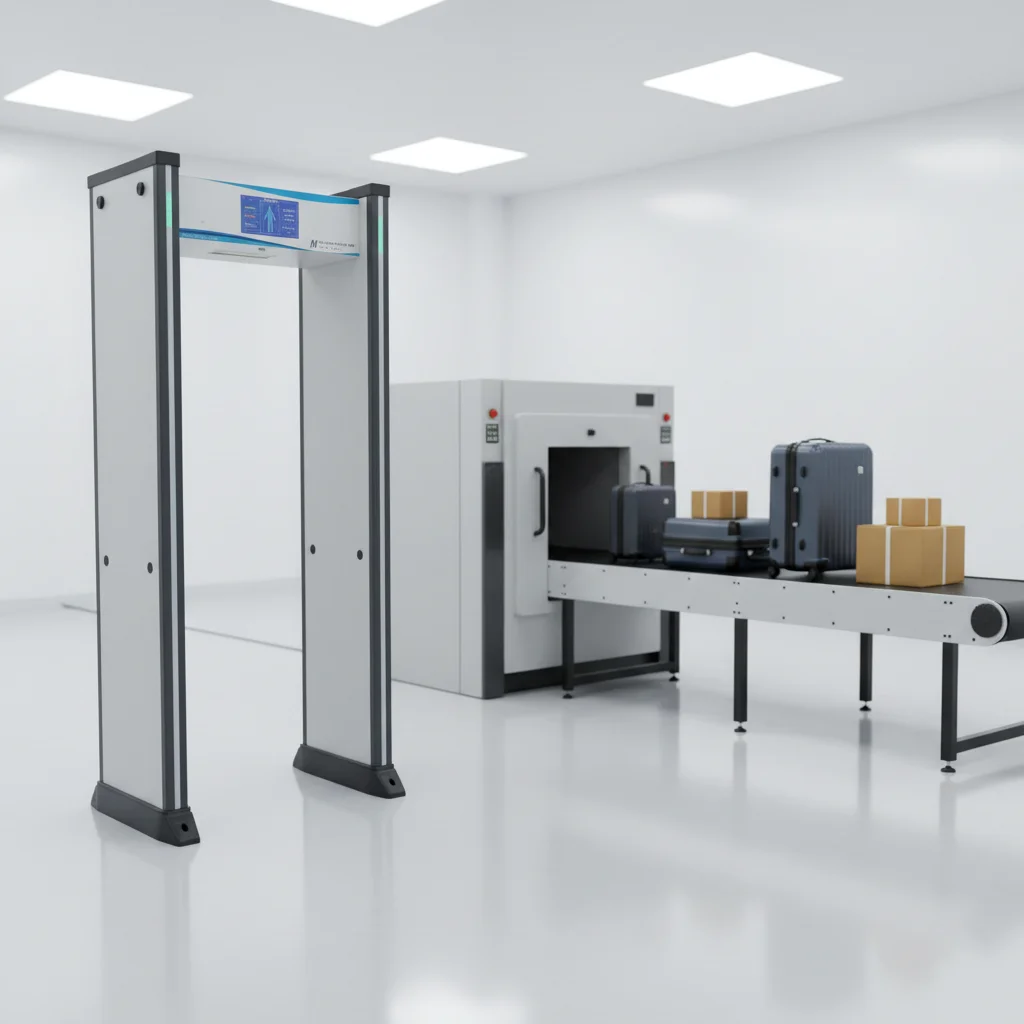 High-Performance Stainless Steel Walk-Through Metal Detector 30kHz Operating Frequency 10/29-Inch Display Mobile Screen