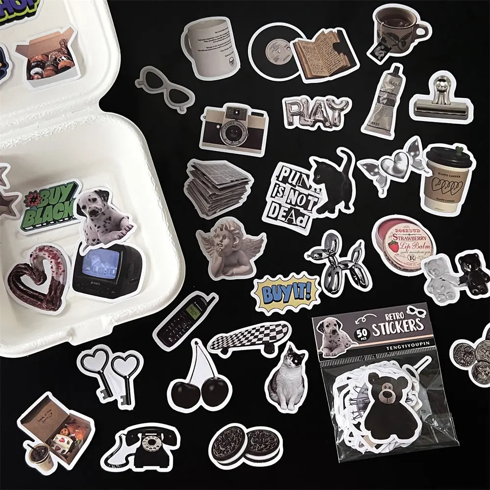 

50 Minimalist Stickers Inset Style Food Dessert Hand Ledger Mobile Phone Laptop IPad Decoration Stickers