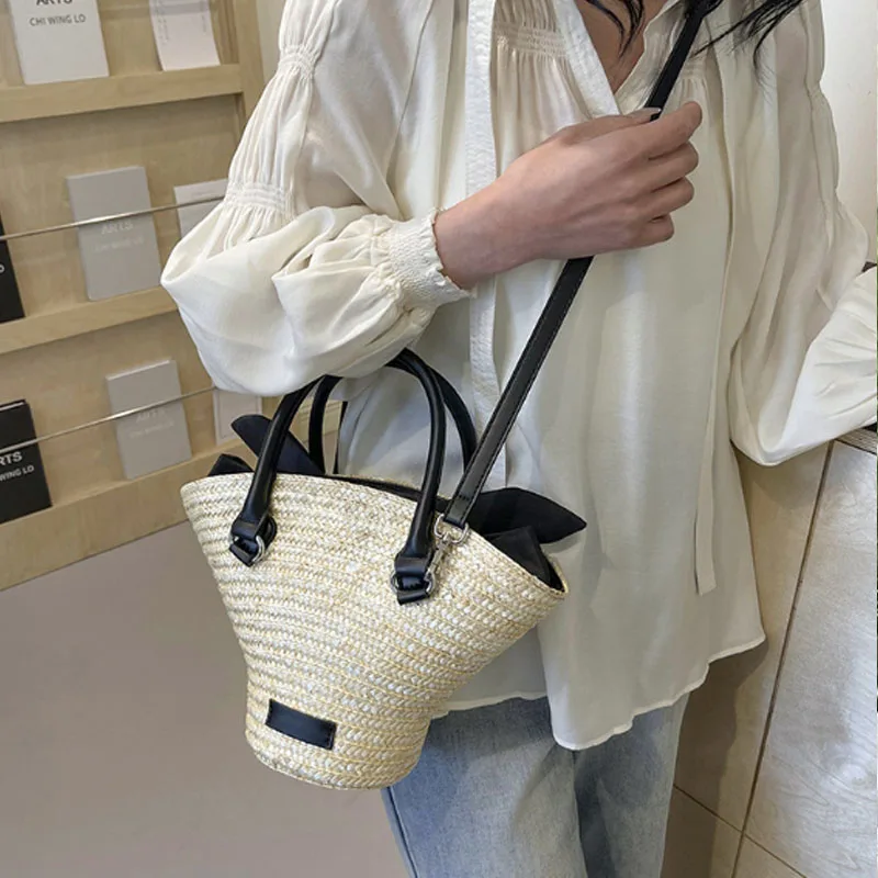 Large capacity women handbag 2024 new handmade woven single shoulder crossbody bag vacation beach bag