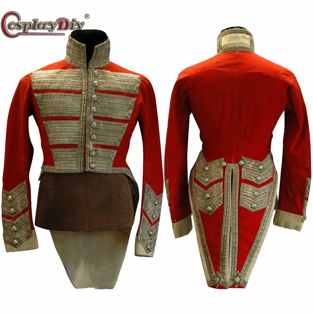 

19th Century Red Military Jacket Coat Men's Ball Wedding Tailcoat Medieval Victorian Party Costume