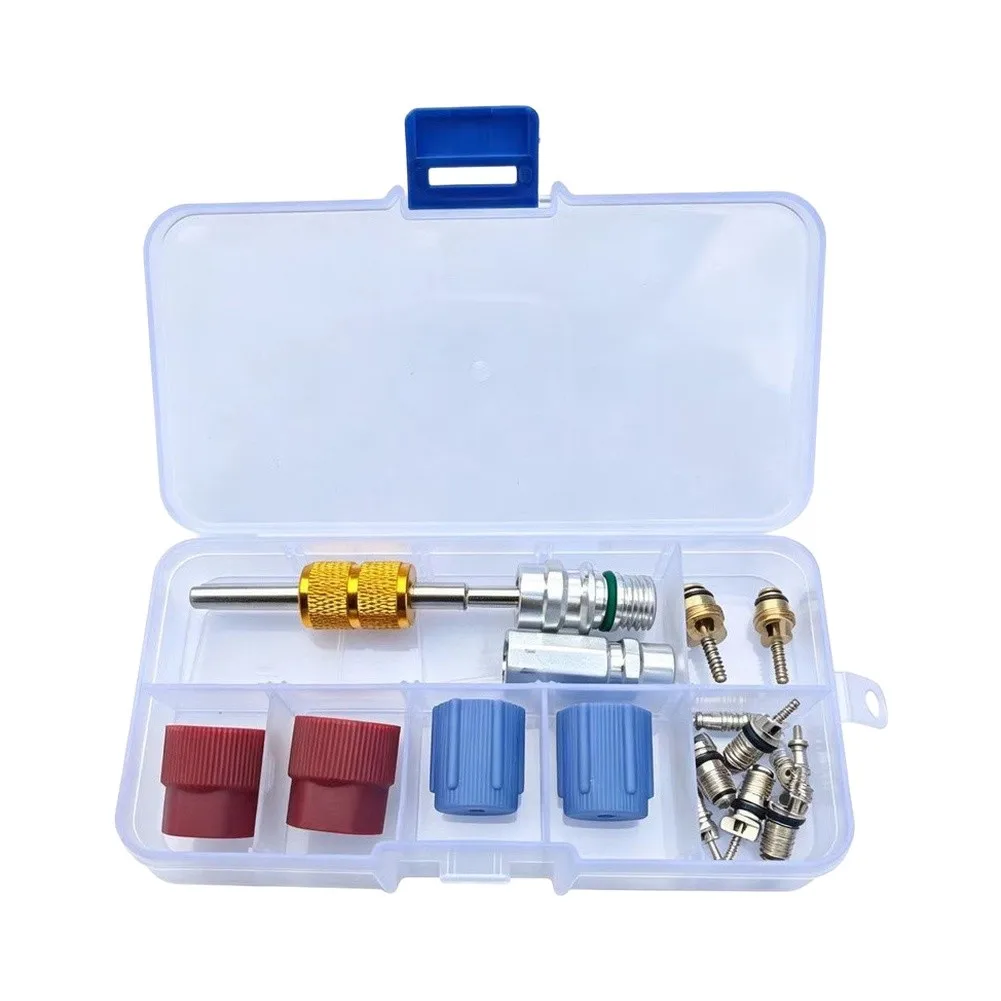 

17PCS AC Retrofit Fitting Adapter Kit R12 To R134A High/Low Fitting Port Conversion Adapter Modification Parts