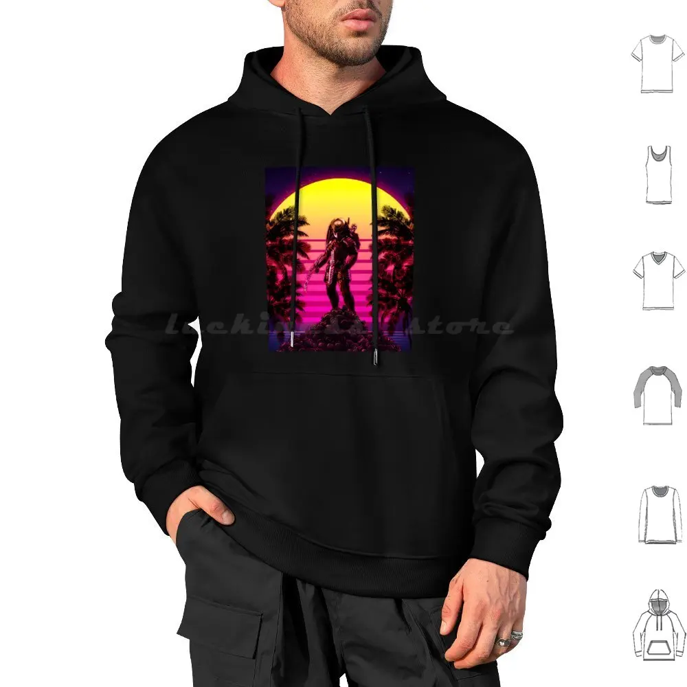 Retro Image Hoodie cotton Long Sleeve The Movie Hunter Hunt Hunting Monster Sci Fi Science Fiction Vintage Movie