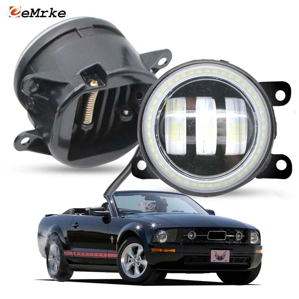 Led Fog Light Clear Lens for Ford Mustang Pony Package (Exclude Mustang GT ) 2005-2009 Front PTF Angel Eye DRL Ring Day Light