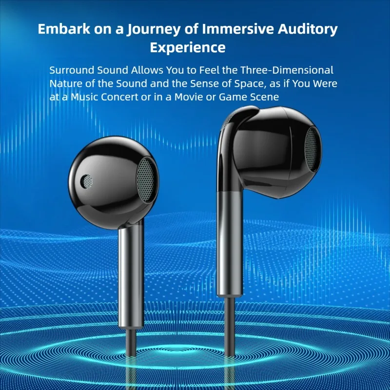 سماعات رأس سلكية من النوع C لهاتف سامسونج آيفون 17 16 15 وشاومي وهواوي أوبتو مع ميكروفون 3.5 ملم سماعات تحكم بخط HiFi #2