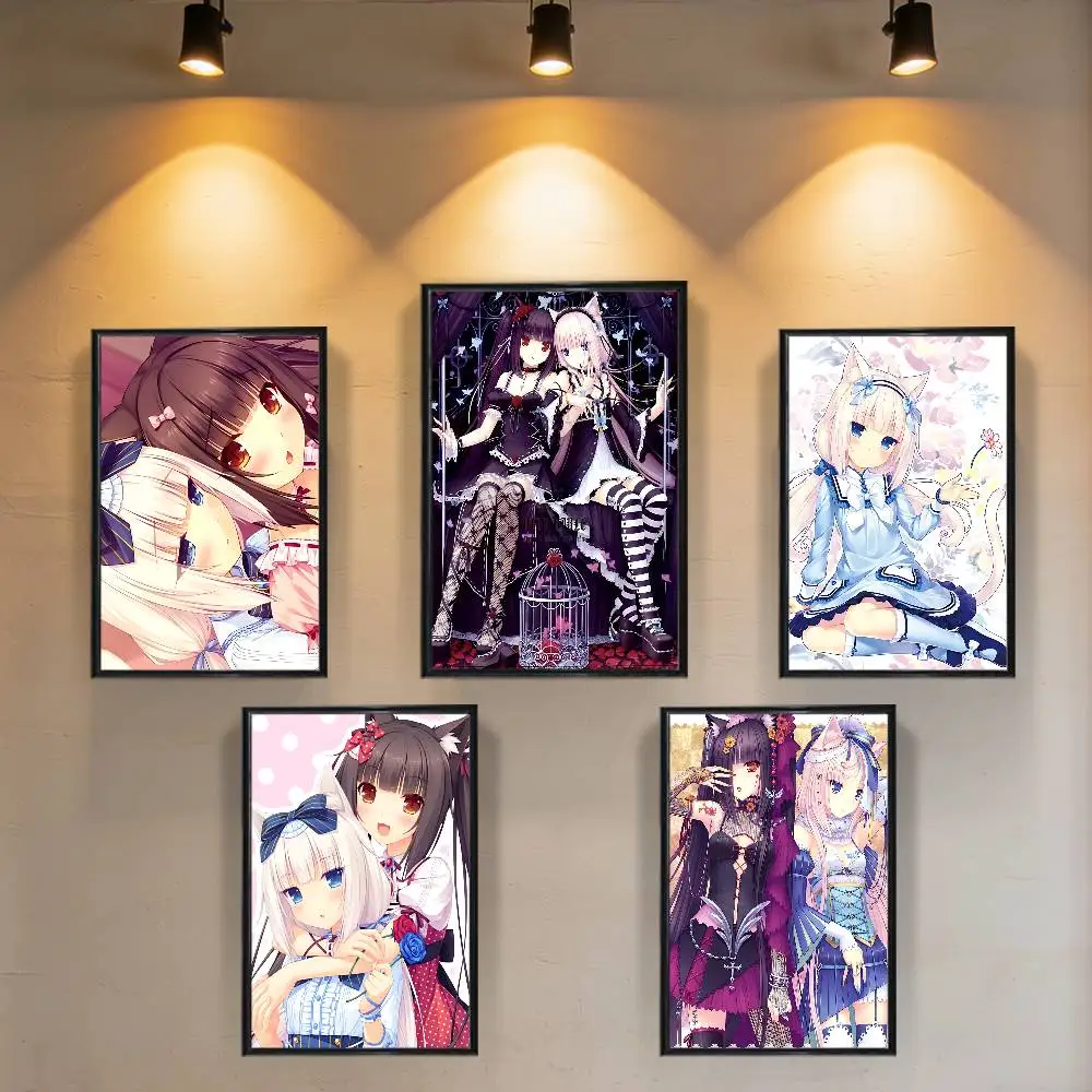 Chocola Twin partners Nekopara Vanilla Poster Prints Wall Art Painting Picture Gift Living Room Bar Restaurant Dec Sticker Large