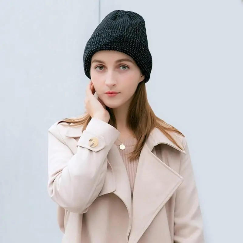 قبعة محبوكة متعددة الاستخدامات A52E لعشاق الهواء الطلق أثناء الليل، قبعة جمجمة عاكسة للضوء #4