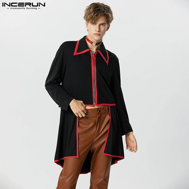 

American Style New Men's Contrasting Large Lapel Blazer Casual Clubwear Swallowtail Design Suit Jackets S-5XL INCERUN Tops 2023