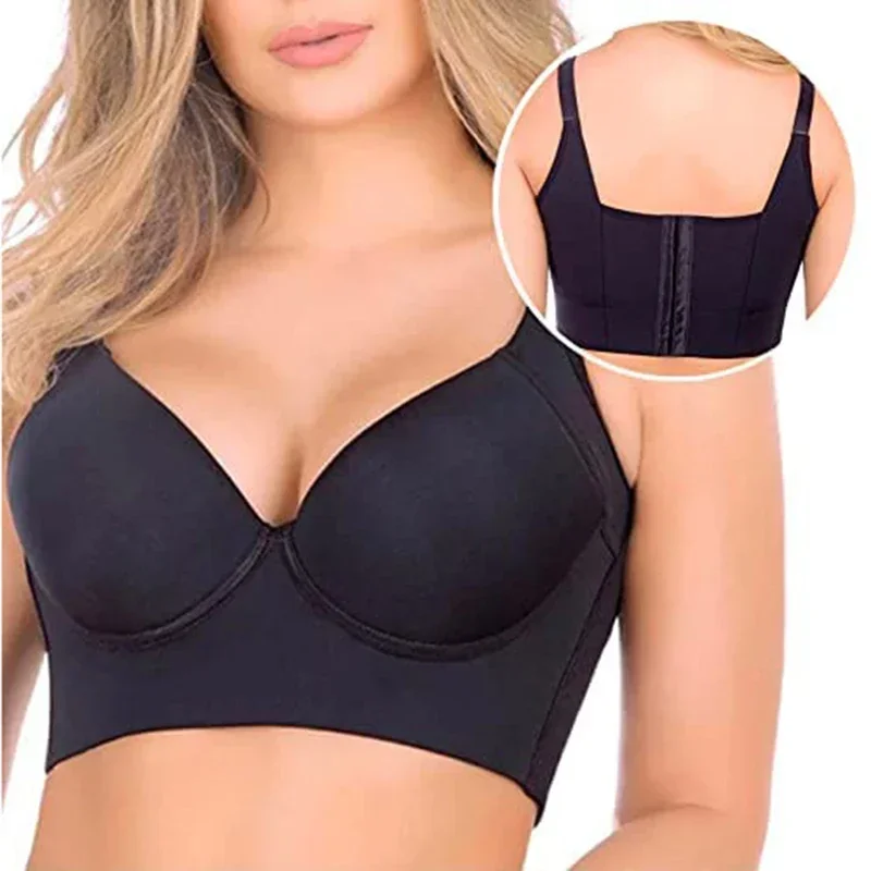 

Women Deep Cup Bra Hide Back Fat Bra Shapewear Incorporated Full Back Coverage Push Up Sports Bra