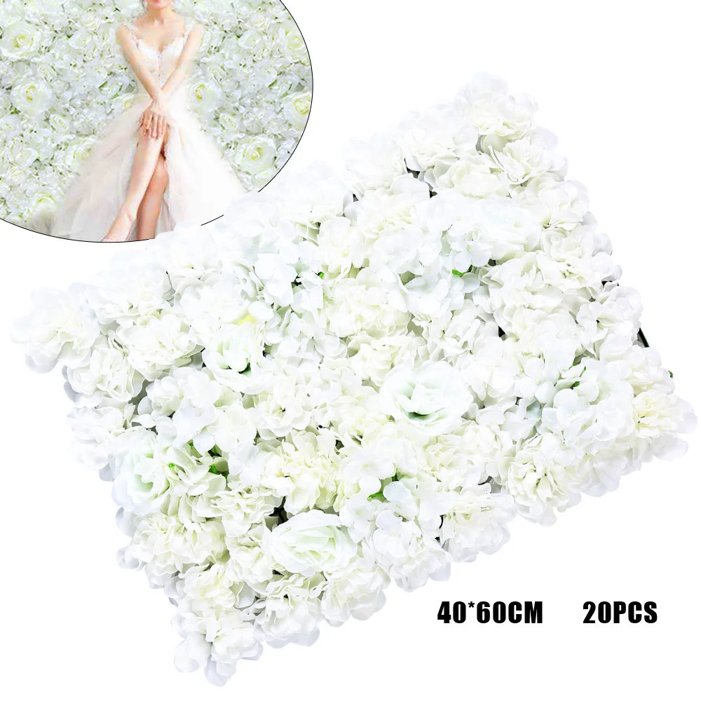 20 pcs Artificial Silk Flower Wall Panel Wedding Photography Venue