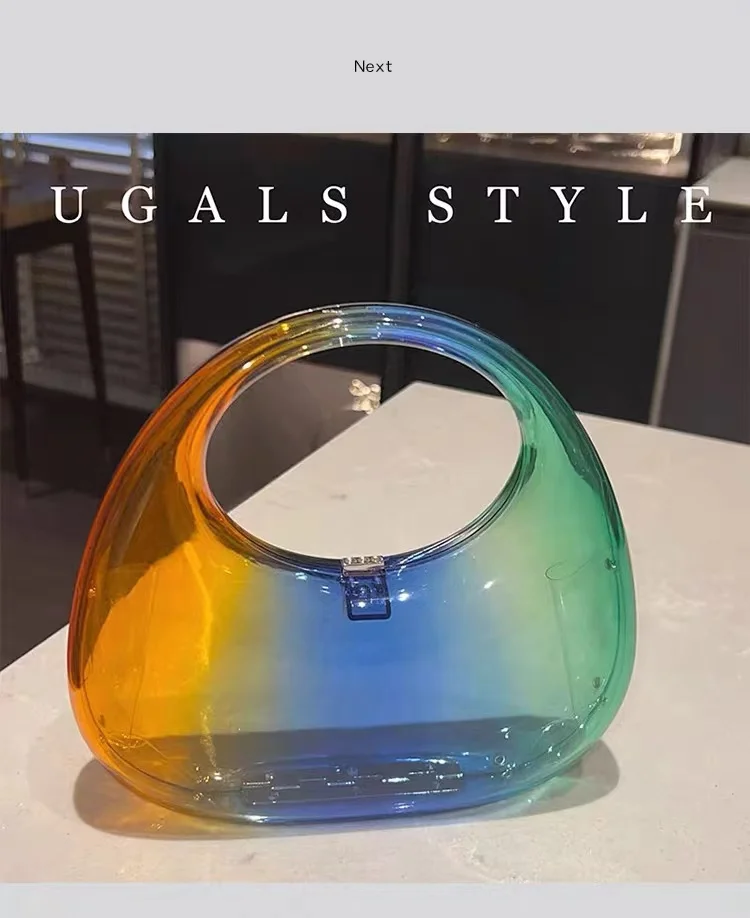 

High Quality Transparent Acrylic Rainbow Women's Handbag Female Fashion Gradient Color Evening Bag Wedding Party Clutch Purse
