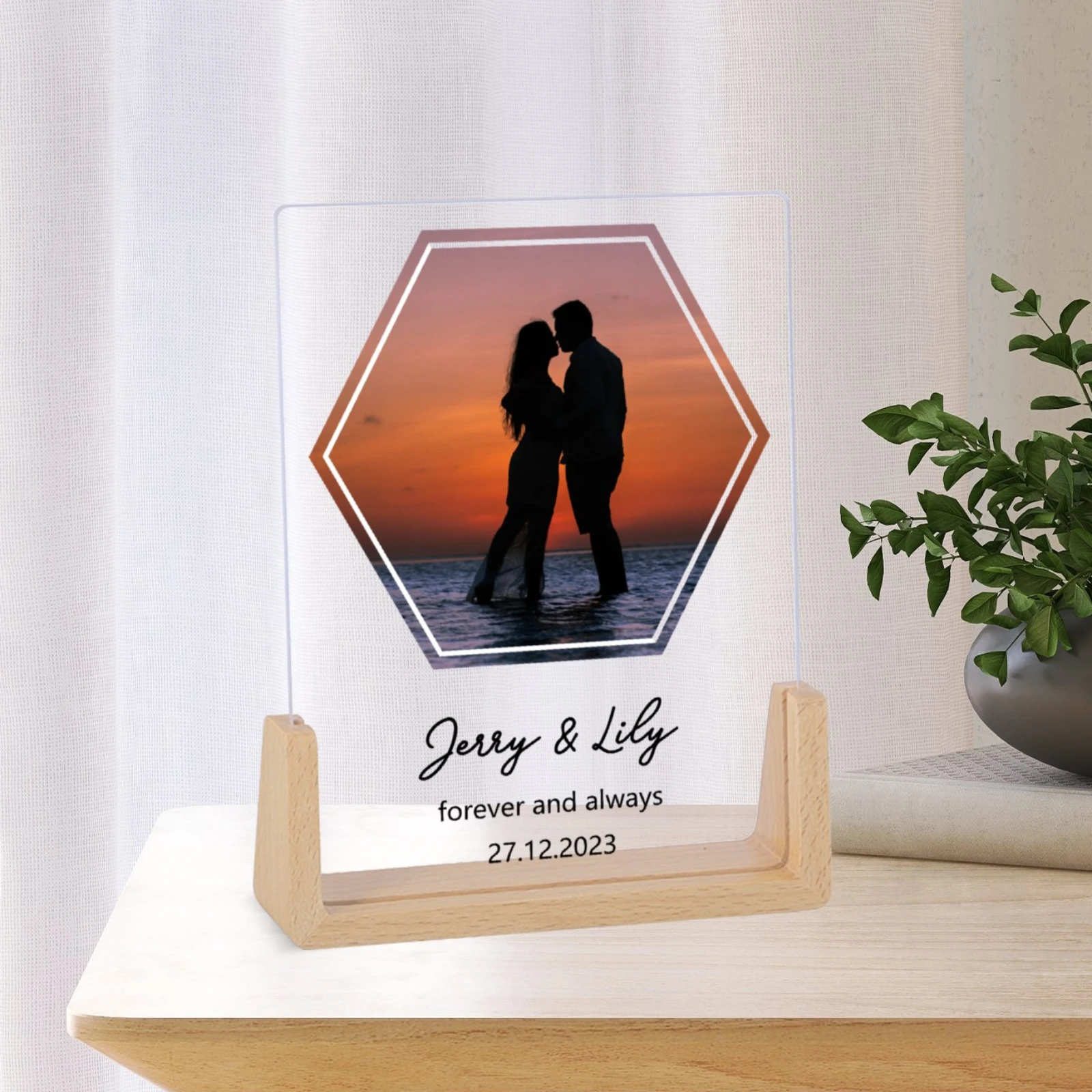 Personalized Couple Wedding Picture Frame Unique Newlywed Gift for Bride Groom Home Decor Keepsake Custom Photo Frame for Lover