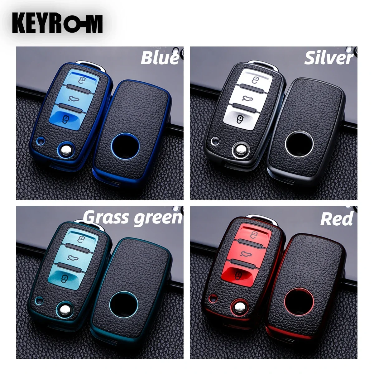 VW Leather Car Key Case Full Cover for Volkswagen Polo Tiguan Passat Golf Jetta Lavida Skoda Octavia Protection Shell Bag