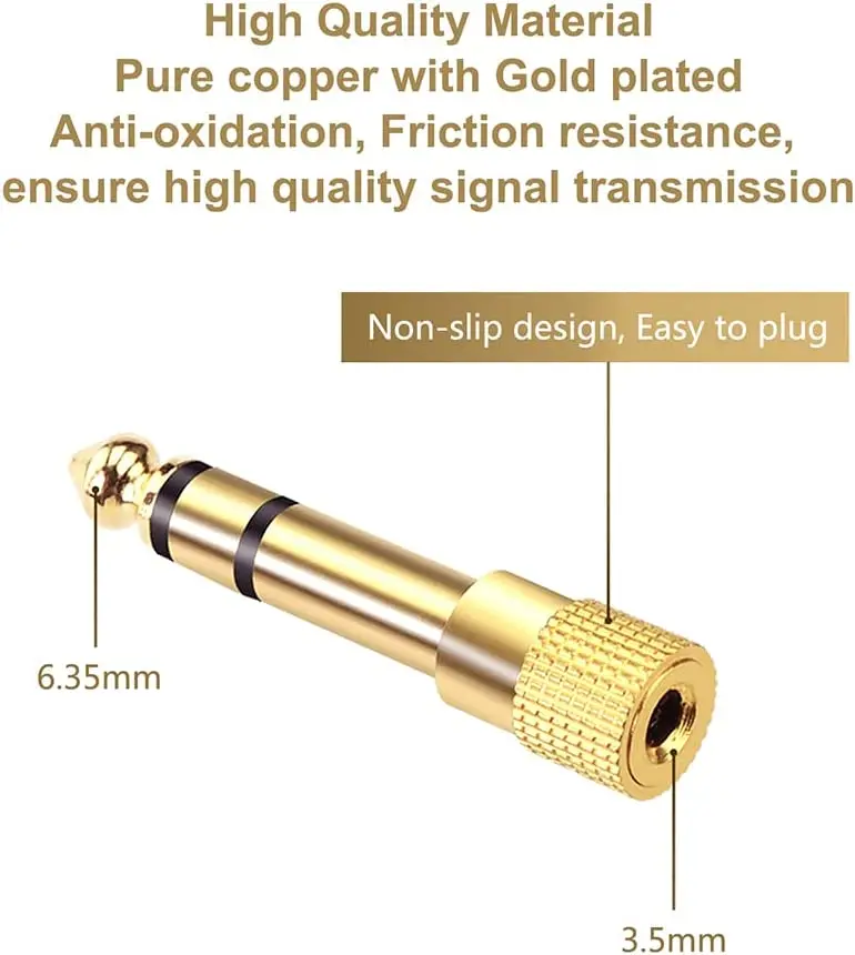 10 Stuks Hifi 1/4 Inch 6.35Mm Mannelijk Naar 3.5Mm Vrouwelijke Stereo Hoofdtelefoon Audio Adapter Versterker Mixer Gitaar 6.35 3.5 Converter