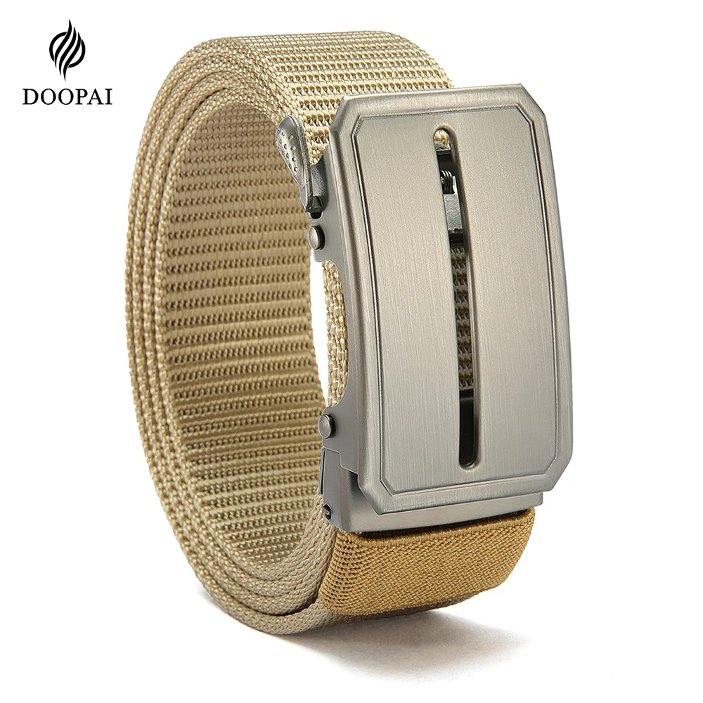 Men Belt Elastic Metal Automatic Buckle Army Outdoor Hunting Tactical Jeans Pants Belt Nylon Breathable Belts