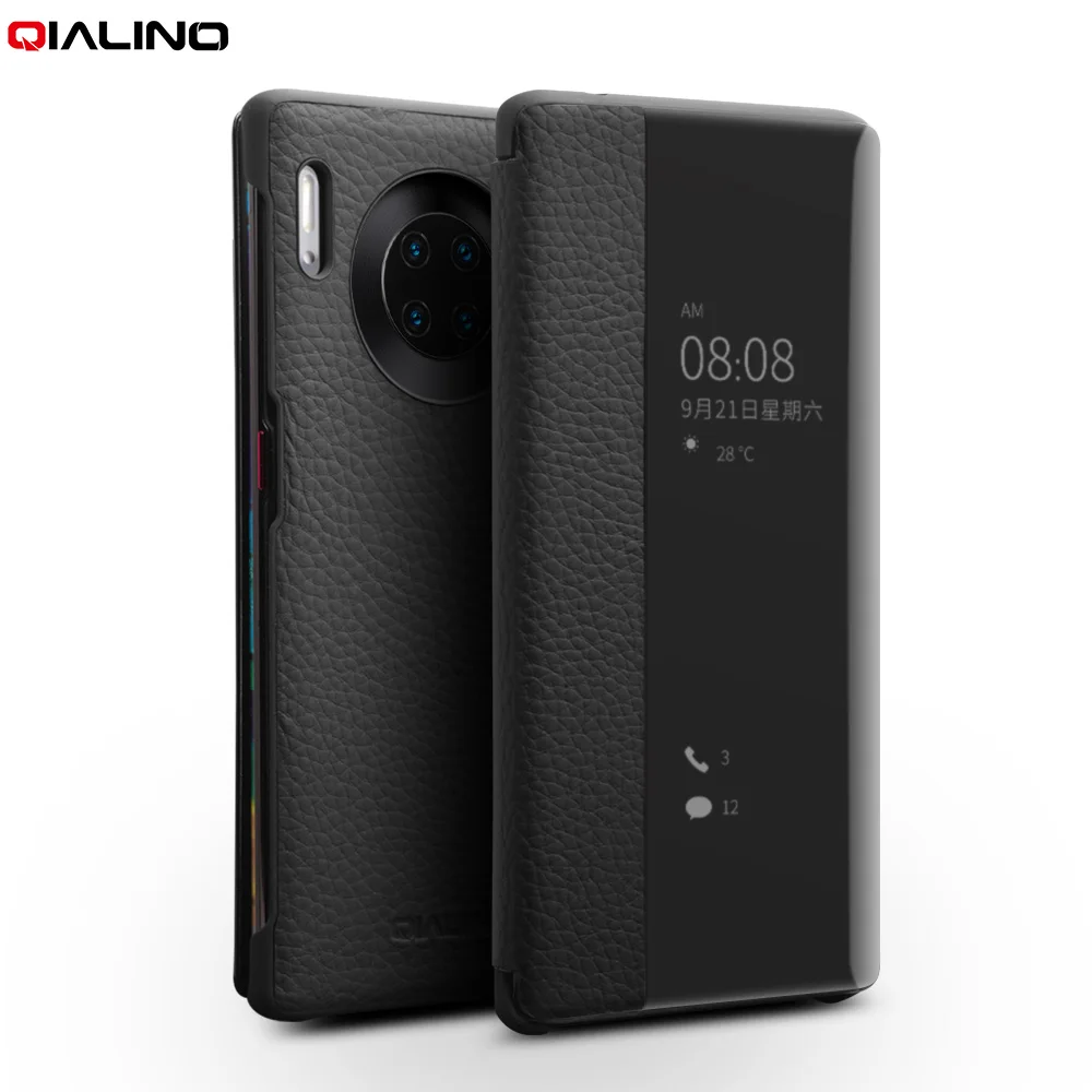 

Qialino Stylish Genuine Leather Cover For Huawei Mate 30 Pro Luxury Ultra Slim Flip Case With View Window For Huawei Mate30 Pro