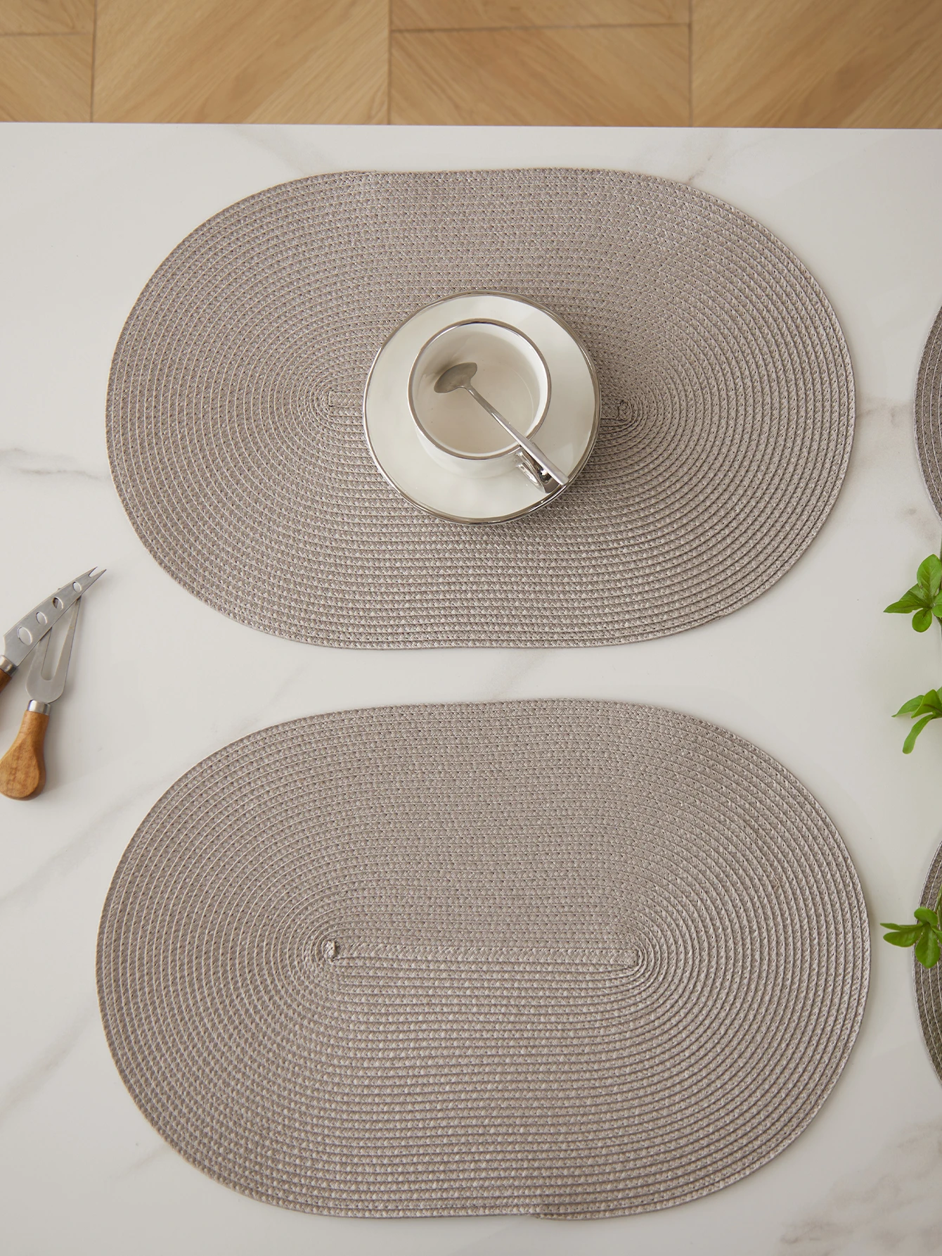 4PCS/6PCS 45x30cm Oval Woven Placemat Nordic Non-slip Coaster Pad Dining Table Mat Tableware Home Kitchen Decor