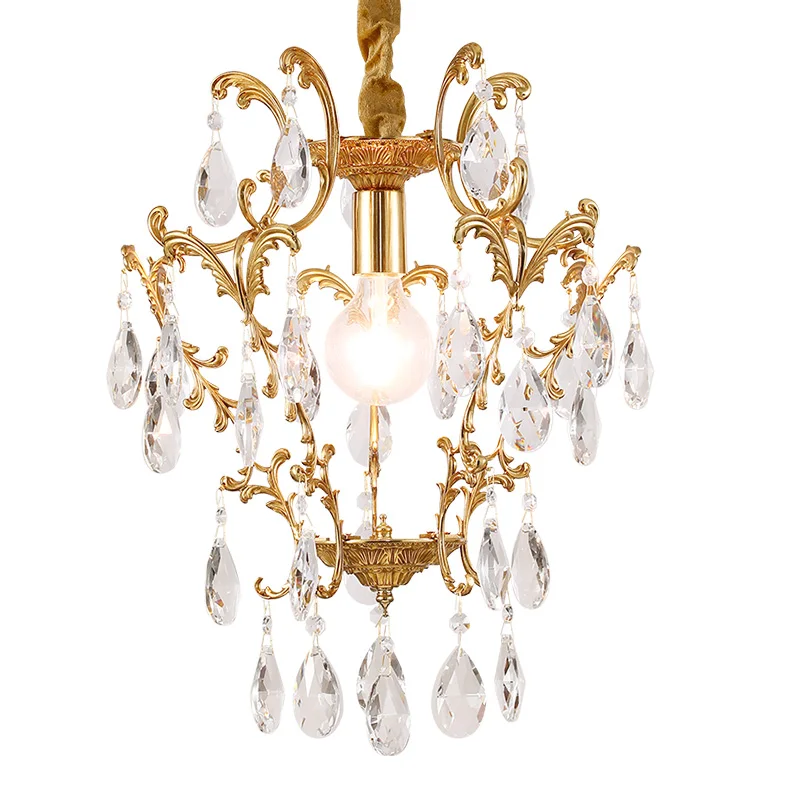 European Style Brass Crystal Chandelier Ideal For Porch Living Restaurant Hotel Bedroom & Aisle Decorative Pendant Light