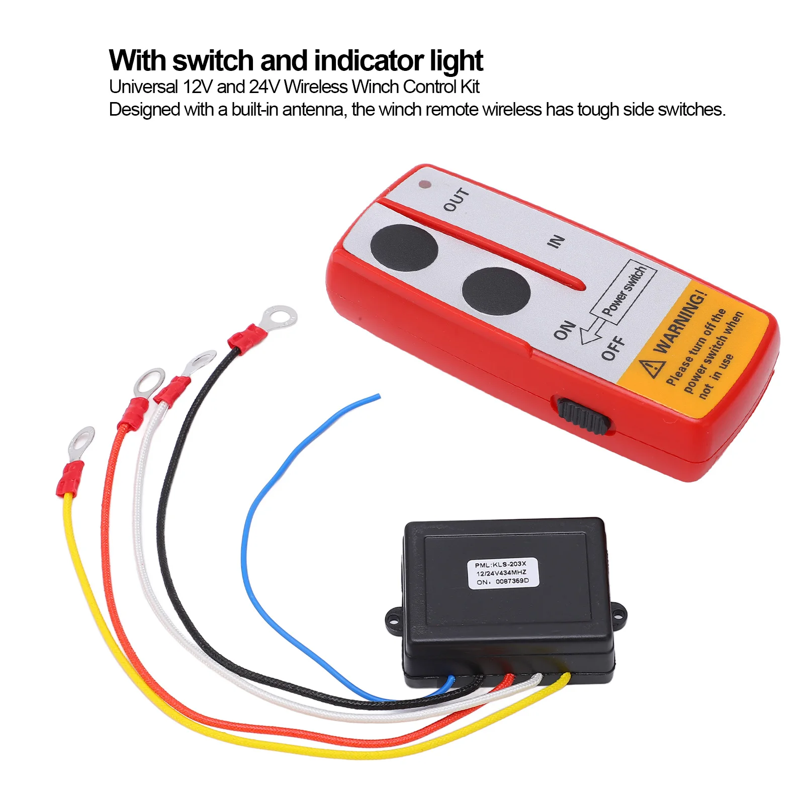 Seilwinden-Funkfernbedienungs-Set mit Empfänger 12V 24V für LKW ATV SUV Drahtlose Seilwinden-Fernbedienung – Detail 3