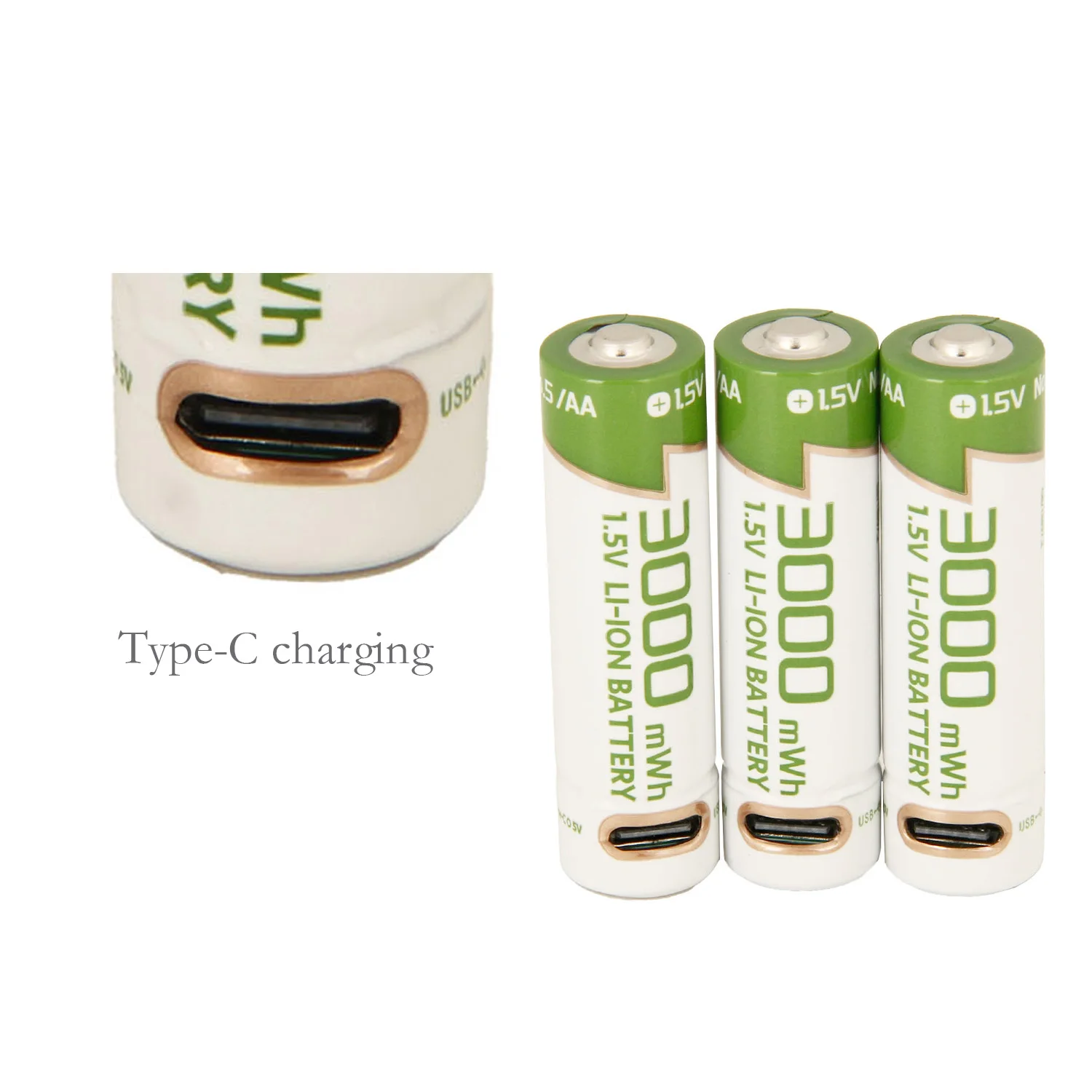 AA 1.5V 2000mAh กล้องของเล่นนาฬิกาไฟฉายทีวีรีโมทคอนโทรล Type-C Li-Ion Tip Point หมายเลข 5 แบตเตอรี่เซลล์