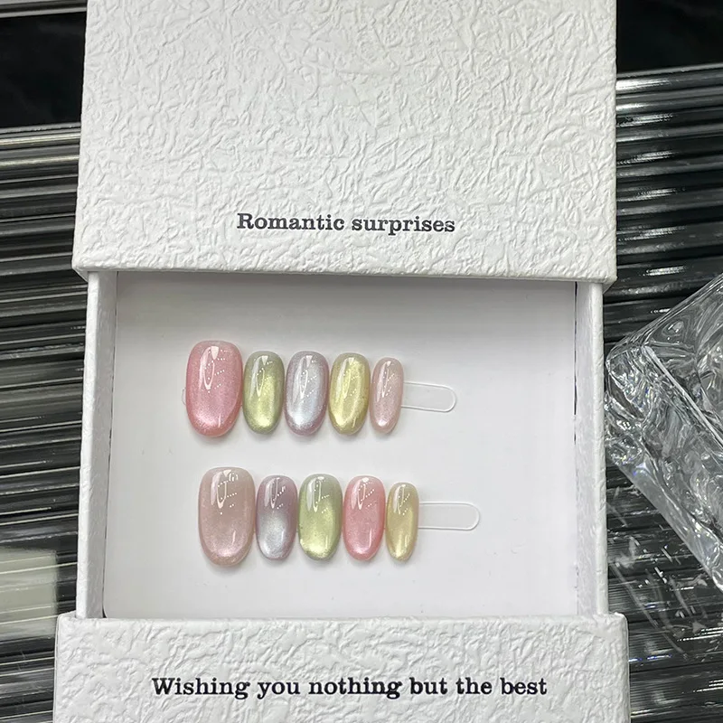 10pcs/bag Cute Dopamine Candy Color Handmade Press On Nails L/M/S Size Short Oval Square Full Cover False Nails Tips