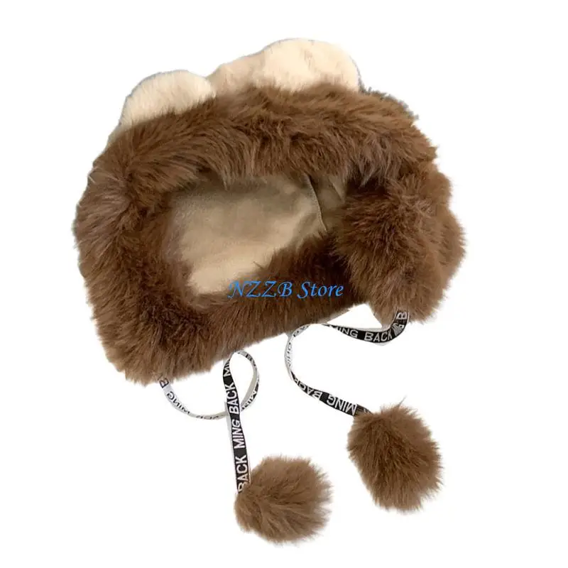 T21F الكرتون الدببة القطيفة قبعة يندبروف قبعات دافئة الشتاء النشاط تسلق الجبال قبعات #5