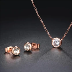 ZHOUYANG Jewelry Set For Women Classic Simple Style One Crystal Necklace Earrings Set Fashion Jewelry For Women Girl ZYS370