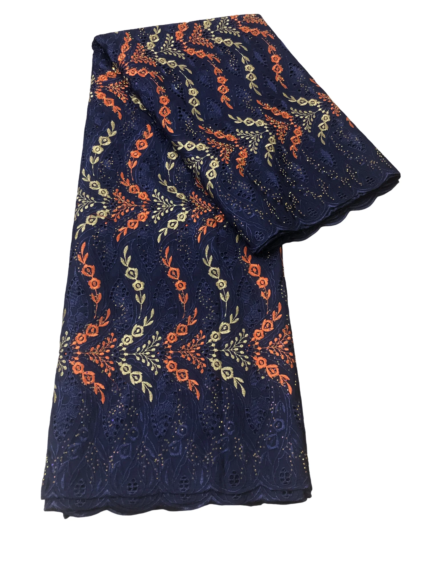 

Новая перфорированная 100% хлопковая швейцарская вуаль, кружевная ткань, высокое качество, нигерийский вечер с вышивкой камней, африканские кружевные ткани