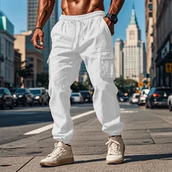 Autumn Casual Sport Training Cotton Pants For Men Tracksuit Pants  Pockets Cargo GymPants Jogging Men Pants Solid Color Trousers