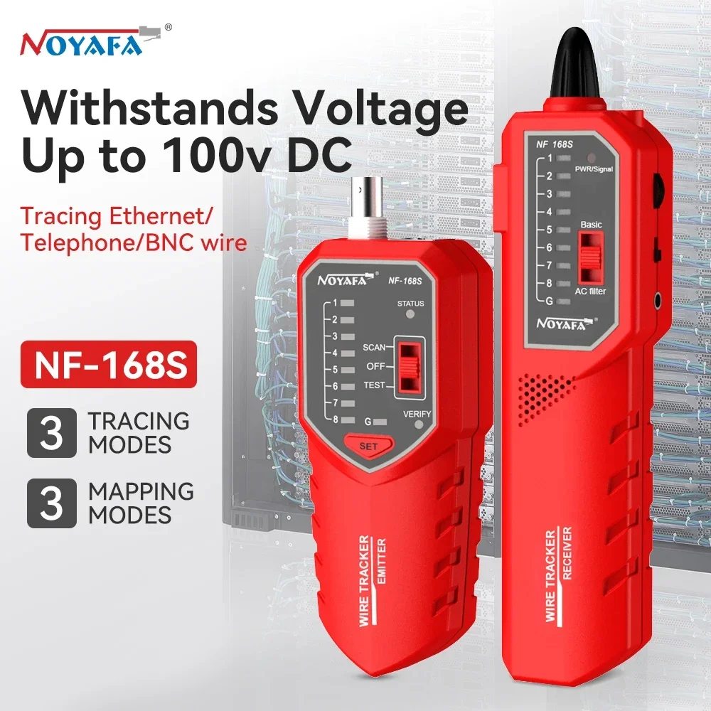 

Noyafa NF-168S Cable Tester RJ45 RJ11 BNC Cable Tracker Anti-interference Cable Detector Withstand voltage 100V Network Tools