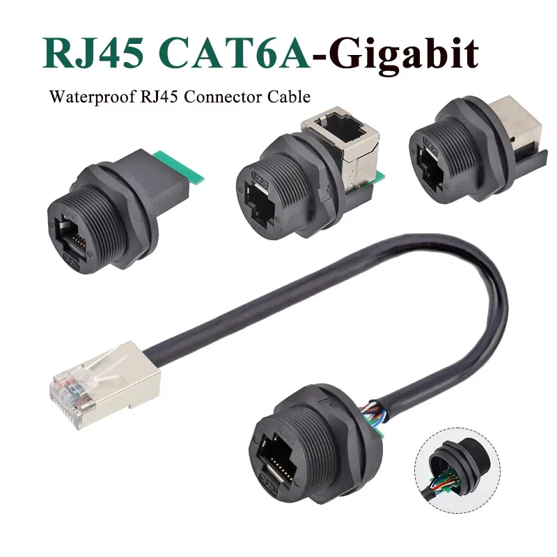Гигабитный разъем RJ45 CAT6A, водонепроницаемый кабель, плата IP67, передняя и задняя установка, двойная розетка, вилка для пайки печатной платы